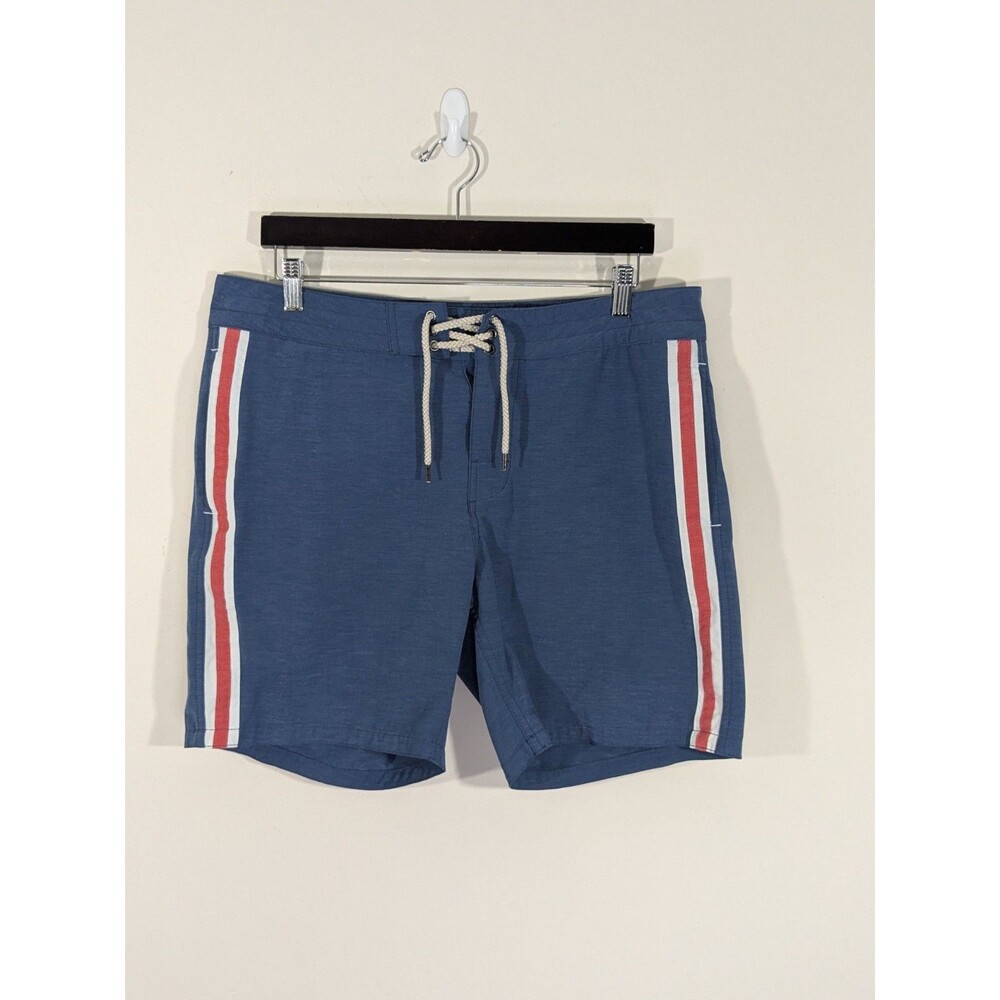 Faherty Board Shorts Mens 34 Side Stripe Lace Up Swim Trunks Blue Surfing Beach